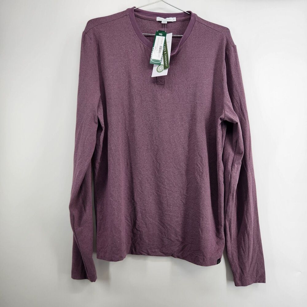 Threads‎ 4 Thought Men's Red Medium Frederick Luxe Jersey Long Sleeve Henley NWT